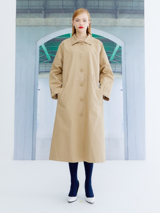 EMBROIDERY TRENCH SINGLE COAT_BEIGE